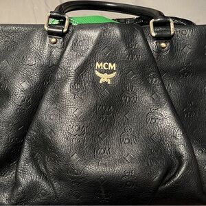 MCM Black Embossed Leather Purse